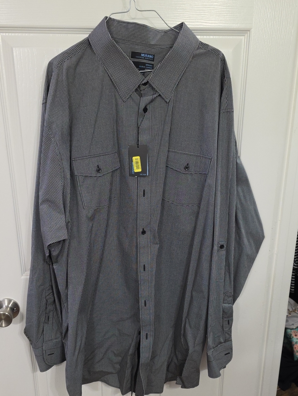 Murano Men's Grey Micro-Check Button-Down Shirt